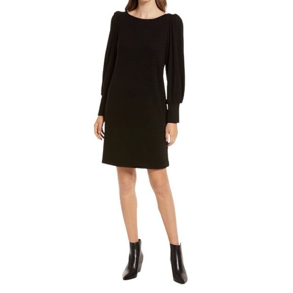 NEW Julia Jordan Black Boatneck Long Sleeve Sweater Dress Women Size 8 $120 - Picture 1 of 13